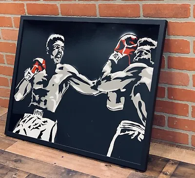 Orignal Signed Muhammad Ali Painting -Banksy Style 22x28in Framed • $1199