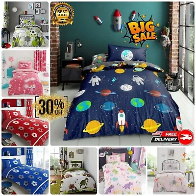 KIDS DUVET COVER SET Reversible Boys Girl Bedding Quilt Pillowcase Single Double • £12.99