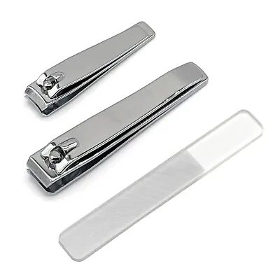 Silver Nail Clippers Finger Toenail Cutter Glass Nail File Trimmer Clipper • $9.90