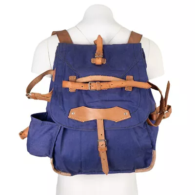 Original Romanian Army Canvas Rucksack - Blue-Adjustable- Military Surplus Bag • $58.95