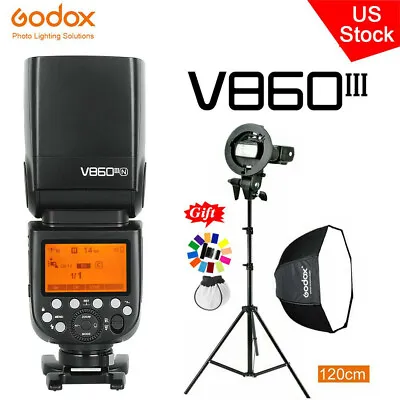 $246.60 • Buy US Godox V860III-N TTL Flash Speedlite Fr Nikon+120cm Umbrella Softbox Stand Kit