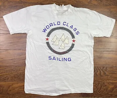 Vintage World Class Sailing T Shirt Large White R2 • $19.95