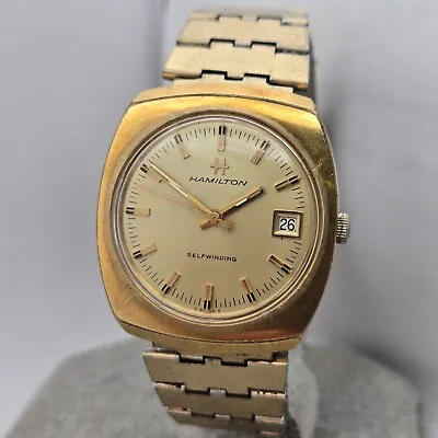 Vintage HAMILTON Men's Automatic Watch Date Cal.822 17Jewels Swiss 1970s • $245