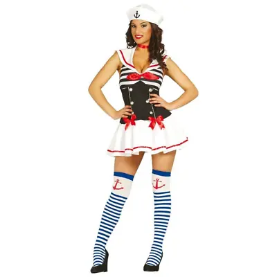 Womens Sexy Sailor Fancy Dress Costume Ladies Navy Uniform Sailor Pin Up Outfit • £22.99