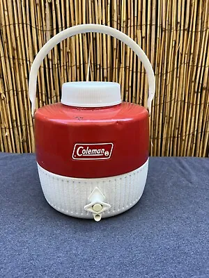 Vintage Coleman 1 Gallon Red White Water Cooler Jug Dispenser 4/76 • $19