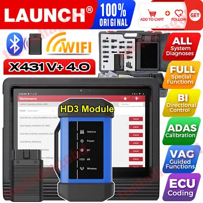 LAUNCH X431 V+ PRO PRO3S+ HDIII HD3 Car Heavy Duty Truck Diagnostic Scanner Tool • $1448