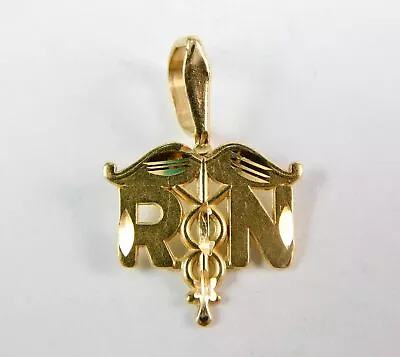 Beautiful 14K Yellow Gold Registered Nurse RN Pendant Jewelry • $95