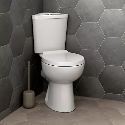 Bathroom Close Coupled Corner Toilet Space Saving WC Pan Soft Close Seat Cistern • £116.97