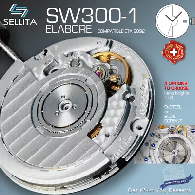 MOVEMENT AUTOMATIC SELLITA SW300-1  ELABORE (COMPATIBLE ETA 2892A2 Soprod A10) • $265