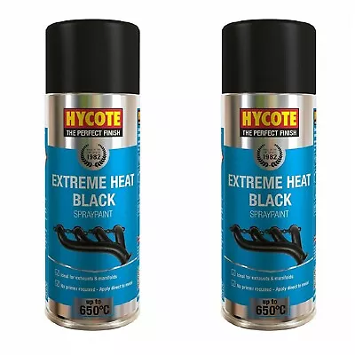 2x Hycote Black Extreme Heat VHT Spray Paint 400ml Exhaust Engine High Temp • $22.68