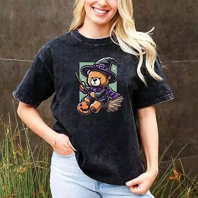 Witch Teddy Bear Flying The Night On Broomstick Tee - Harry Potter Scarf Pumpkin • $24.99