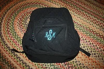 VERA BRADLEY Large Campus Laptop Black Microfiber Quilted Backpack  BSM  EUC • $39.99