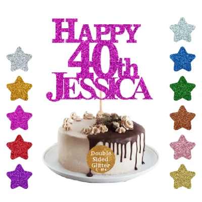 $9.85 • Buy Personalised Cake Topper Any Name Age Glittering 11th 18th 22nd 25th 30th 45th