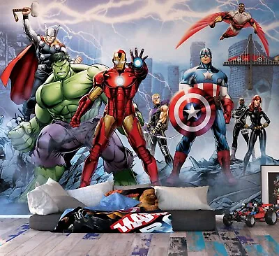 Bedroom Avengers Wallpaper Photo Wall Mural Giant Size + Adhesive Marvel Decor • $106.61