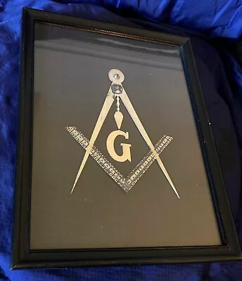 BL0003 Vtg Mason's Masonic Logo & Symbol Freemasonry Glazed Framed • $25.86