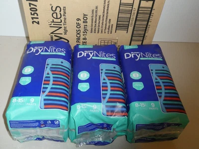 $45 • Buy 3 X Huggies Dry Nites Night Time Pants For Boys 8-15 Years 27-56kg 9pk 27 Pants