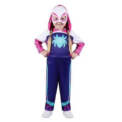 Ghost Spider Costume Halloween Girls Toddler 2T 3T 4T Gwen Jumpsuit Mask NWT • $45.30