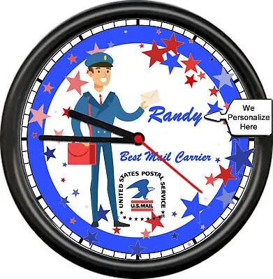 Mailman Postal Worker Best Carrier Gift US Post Office Delivery Sign Wall Clock  • $26.95