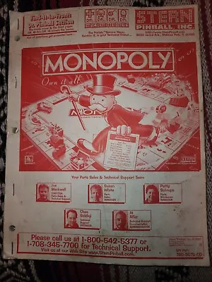 Monopoly Pinball Manual Stern • $24.99