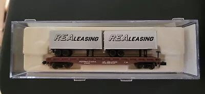 N Scale Atlas 37522 Flatcar 50' Pennsylvania W/Two Piggyback Trailers  • $15