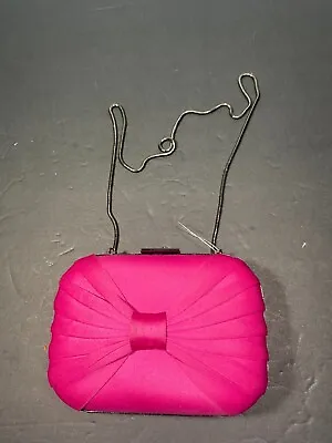 $15 • Buy Zara Ross Pink Satin Chain Strap Box Clutch
