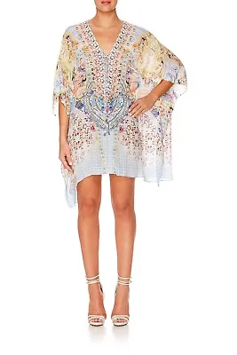 CAMILLA Short Lace Up Kaftan 'Girl Next Door' 100% Silk Embellished O/S • $250