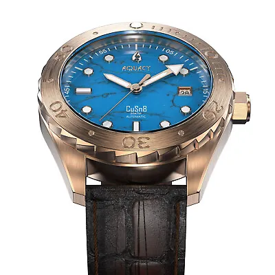 Aquacy Bronze CuSn8 Men's Turquoise Watch Automatic Leather 200M MIYOTA • $71