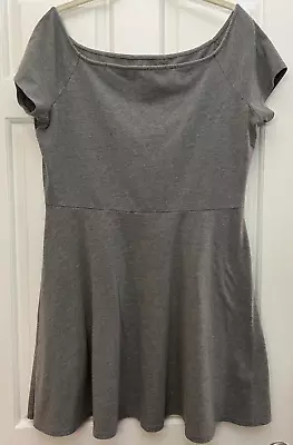 Victoria’s Secret Gray Mini Skater Dress Boat Neck Stretch Cotton Knit Sz L EUC • $19.99