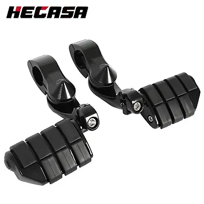 Black 1-1/4  1.25  Motorcycle Highway Foot Pegs Short For Harley Touring Dyna • $35.99