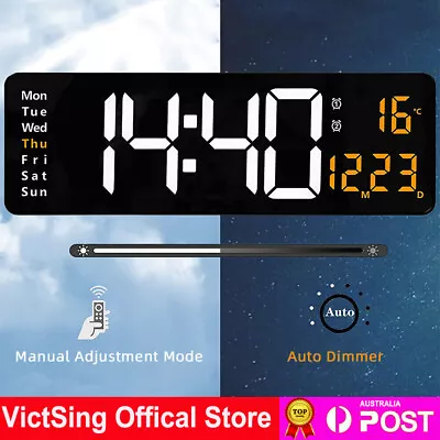 Digital Large Big Jumbo LED Wall Desk Clock Display With Calendar Temperature • $45.59