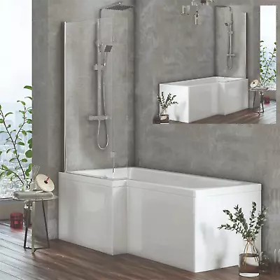 1600/1700/1800mm L Shaped Shower Bathtub Front & End Bath Panel Shower Screen • £299