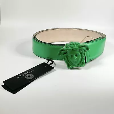 New Versace La Medusa Green Men's Leather Belt Size 105 100 & 115 MSRP:$525 • $249.99