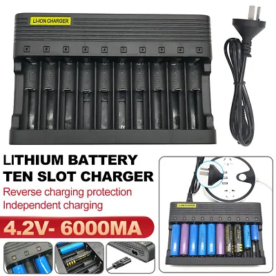 10 Slots Smart Battery Charger For 3.7V 14500/16340/18350 Li-ion Batteries • £15.99