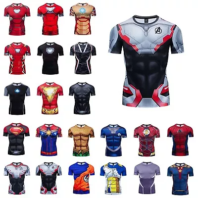 Cosplay Iron Man The Flash Deadpool Aquaman 3D T-Shirts Superhero Quick Dry Tops • $21.89