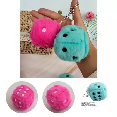 Dice Plush Toy Fluffy Ornament Dice Pendant Novelty Stress Relief Toy Cozy Touch • £4.13