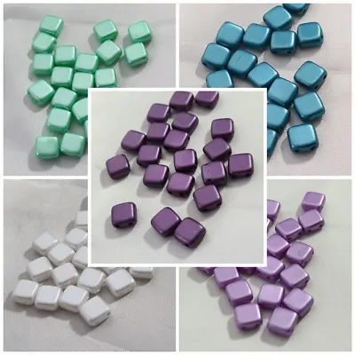 Czechmates Beads Square 2 Hole Beads 6mm Choose Your Colour Pack Of 20 • £3.60