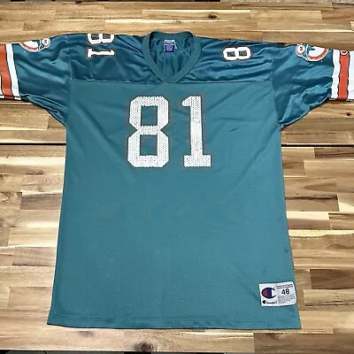 Vintage Miami Dolphins Jersey Mens Large Blue Champion OJ Mcduffie NFL Football • $23.96