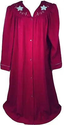 Vintage Women’s House Coat Robe Gown Hot Pink Size Large Snaps Micro Fleece • $24