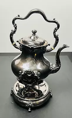 VTG Tilting Kettle Teapot  Silver-plate Meriden B Company With Footed Stand 2027 • $50.99