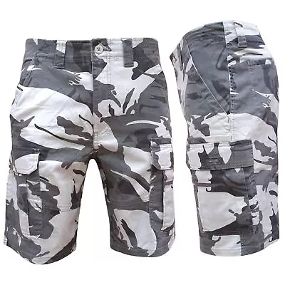 Mens Cargo Combat Relaxed Fit Shorts Cotton Chino Twill Bottoms Work • £13.99