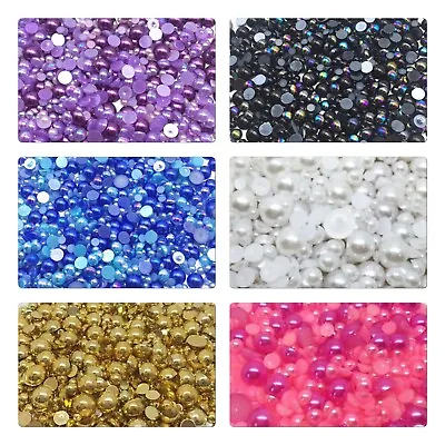 1000 (40g) Half Round Pearls Flatbacks Embellishment Cabochons Card Making Gems • £4.49