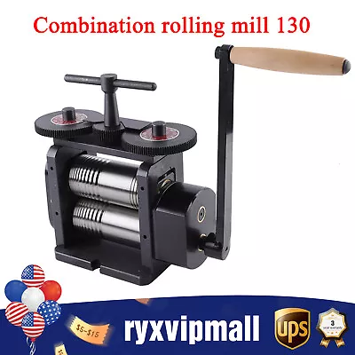 130mm Manual Rolling Mill MachineWire Flat Pattern Sheet Metal Jewelry Tool • $360