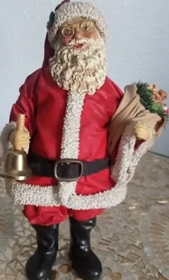 Midwest Importers Fabric Mache Santa With Glasses & Toy Sack & Bell • $12