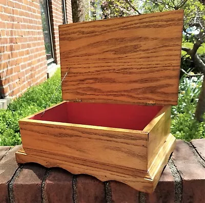 Vintage Handmade Folk Art Mini Small Golden Oak Wooden Blanket Chest Box Apron • $179