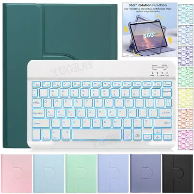 Backlit Keyboard Mouse 360 Rotate Case For IPad 7/8/9/10th Gen Air 4 5 Pro 11 • £12.99