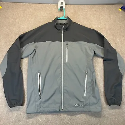 Marmot Tempo Jacket AT&T Summit Logo Mens Large Gray Black Full Zip Softshell M3 • $19.99