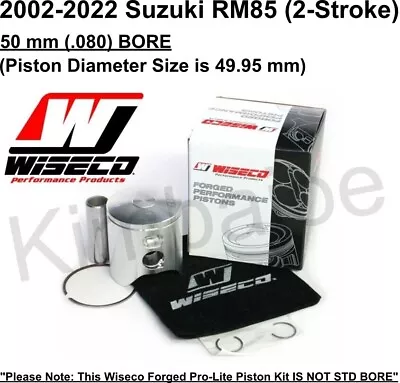 2002-2022 Suzuki RM85 RM 85 Wiseco 50 Mm (.080) BORE Forged Pro-Lite Piston Kit • $100.78