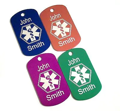 2 Medical Alert Engraved Medic Id Military Dog Tag Tags • $13.05