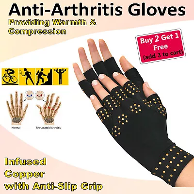 Copper Arthritis Compression Gloves Hand Support Joint Pain Relief For Men Women • $6.99