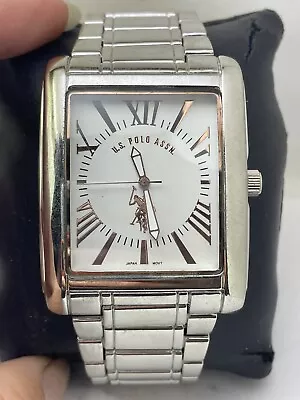 Men's Us Polo Assn Analog Classic Watch Silver Tone Band Rectangle Usc80262-h38 • $15.99